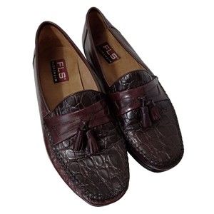 FLS Florsheim Men's Dress Tassel Loafers Size 8M Brown Leather Exotic Croc Print